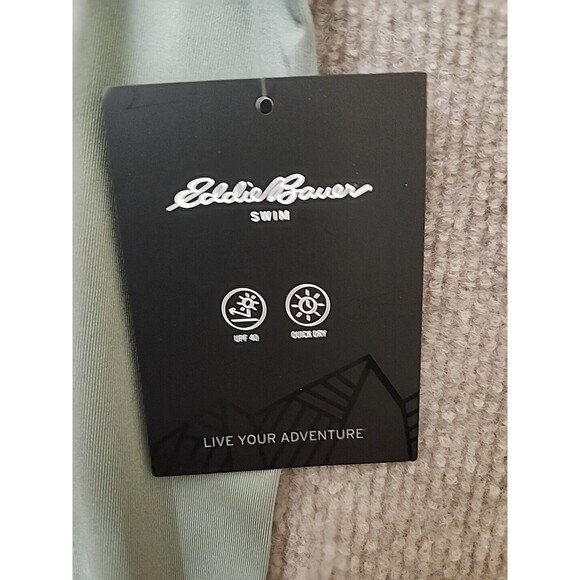 EDDIE BAUER Rash Guard Shirt Mens M Sage Green Short Sleeve Swim Beach Surf NEW - Picture 5 of 7